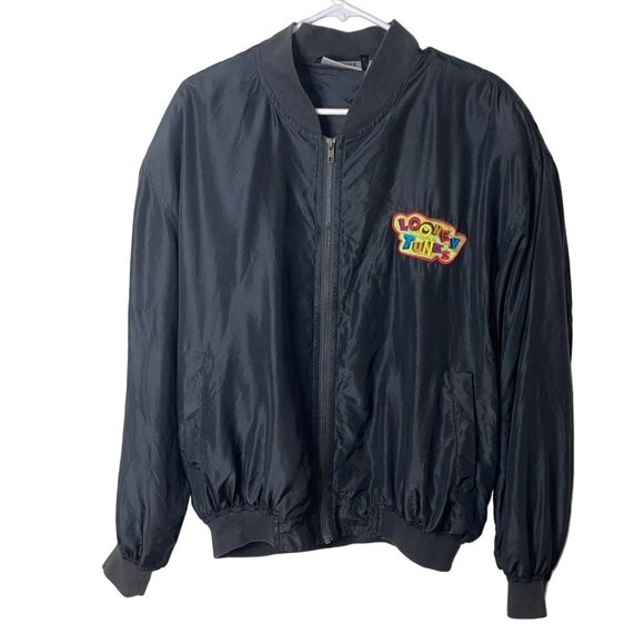 Vintage 90s Mens Bomber Jacket Size Medium Marvin the Martian Silk Looney Tunes - Picture 6 of 7